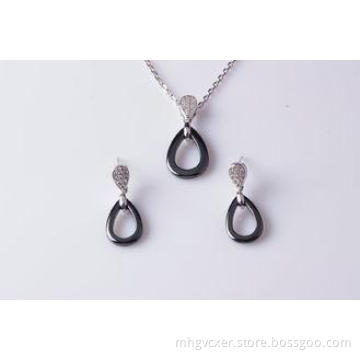 Stud Earrings And Necklaces 925 Sterling Silver Jewelry Set